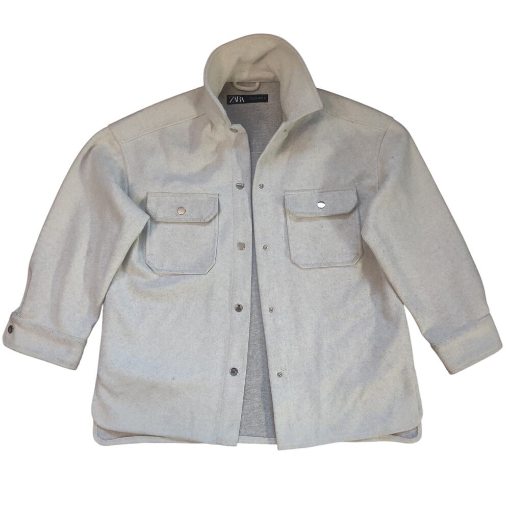 Zara Soft Overshirt Jacket Women’s Small Cream Soft Casual